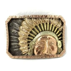 BOHLIN TRI GOLD CHIEF RED WOLF TROPHY BUCKLE