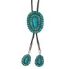 VINTAGE PETIT POINT TURQUOISE BOLO TIE -Kemo Sabe shop CSY 123 6 1