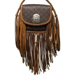 SAINT CLOUD CAMEL BAG WITH CONCHO AND FRINGE